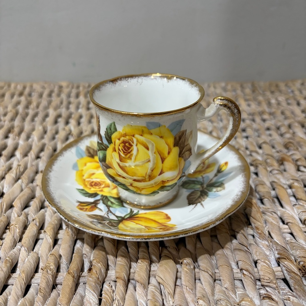 Royal Standard Roses Of Picardy Fine Bone China Vintage Yellow Tea Cup & Saucer